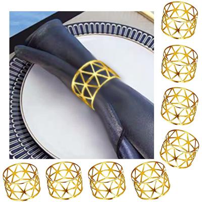 Anel de guardanapo de metal dourado anel de guardanapo fivela folha banquete de casamento aniversário decoração de mesa de natal 1/8 peças