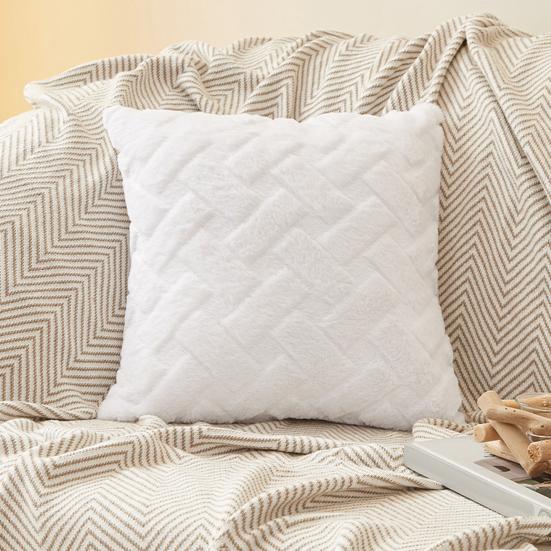 Plüsch-Kissenbezug Flauschiger Überwurf-Kissenbezug Quadratischer Kissenbezug mit verdecktem Reißverschluss für Wohnzimmer Schlafzimmer Heimbüro Dekoration