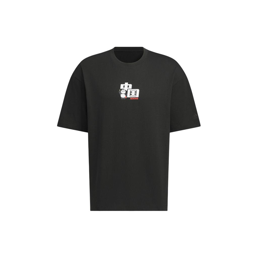 adidas Printed Sports Casual Short Sleeve Tee Men Tops Black JI6838