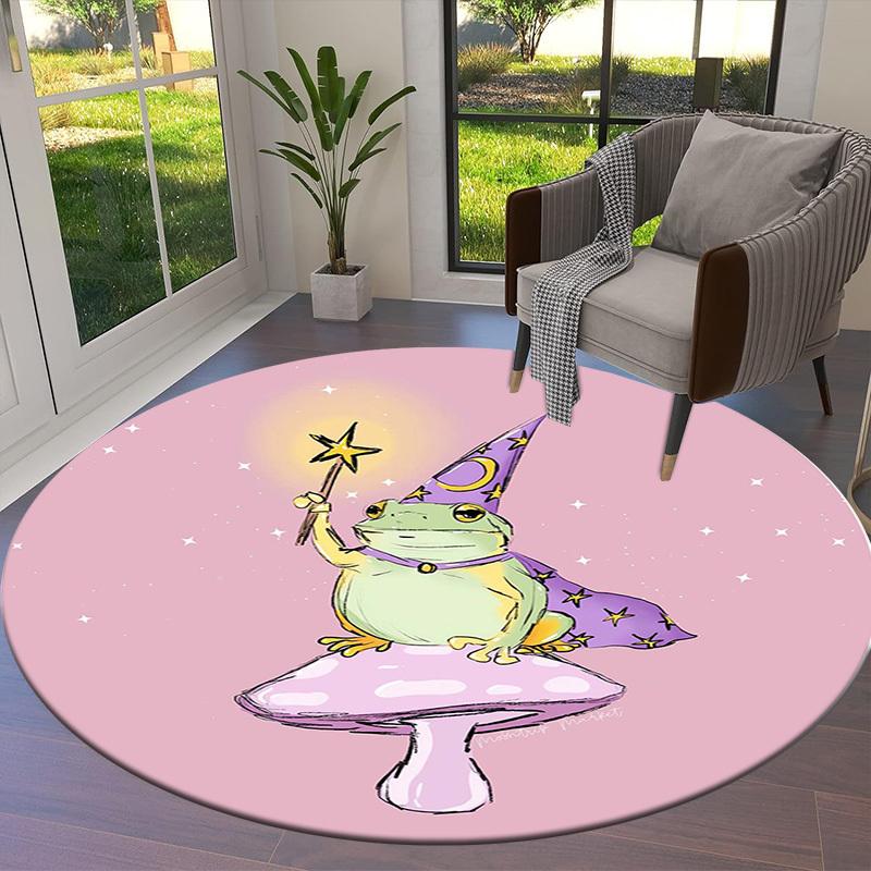 1pc Office Carpet Chair Mats Frog Wizard On Mushroom Perfect for Decorating Office Chairs, Living Rooms, Or Bedrooms