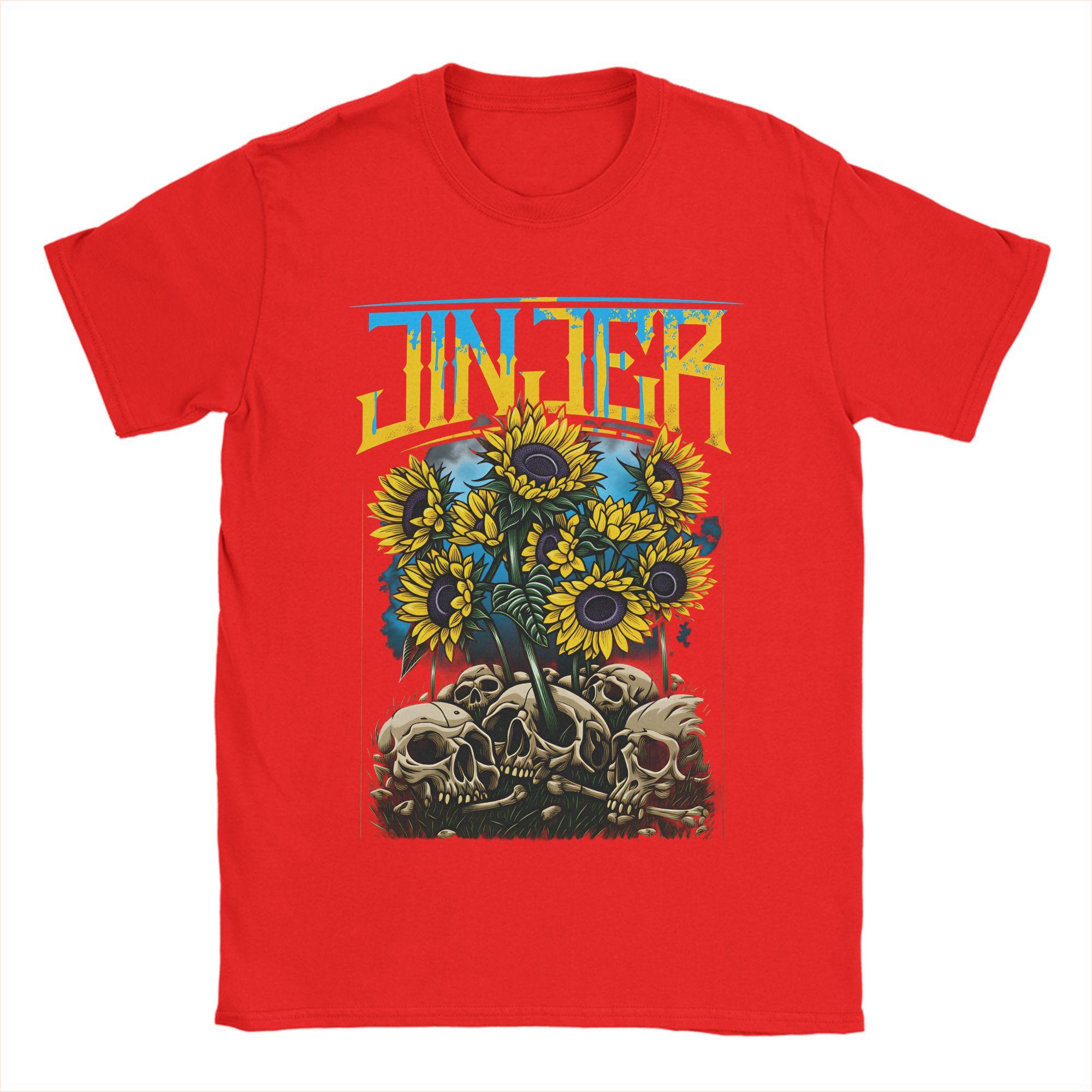 

Jinjer Sunflower TShirt for Unisex Awesome Cotton Tees Round Collar Short Sleeve T Shirt Graphic Clothes S