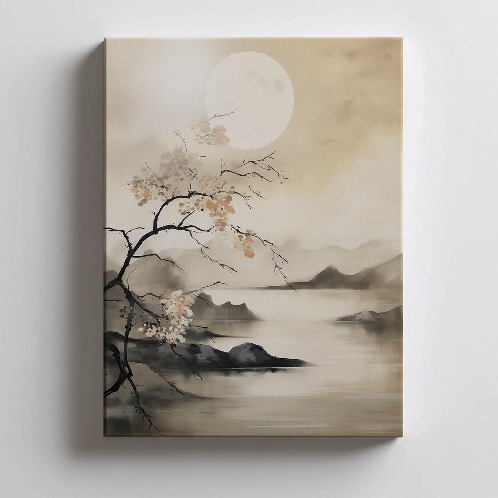 Misty Lake Misty Lake, 30X40 Cm, Unframed, Premium Canvas On Stretcher