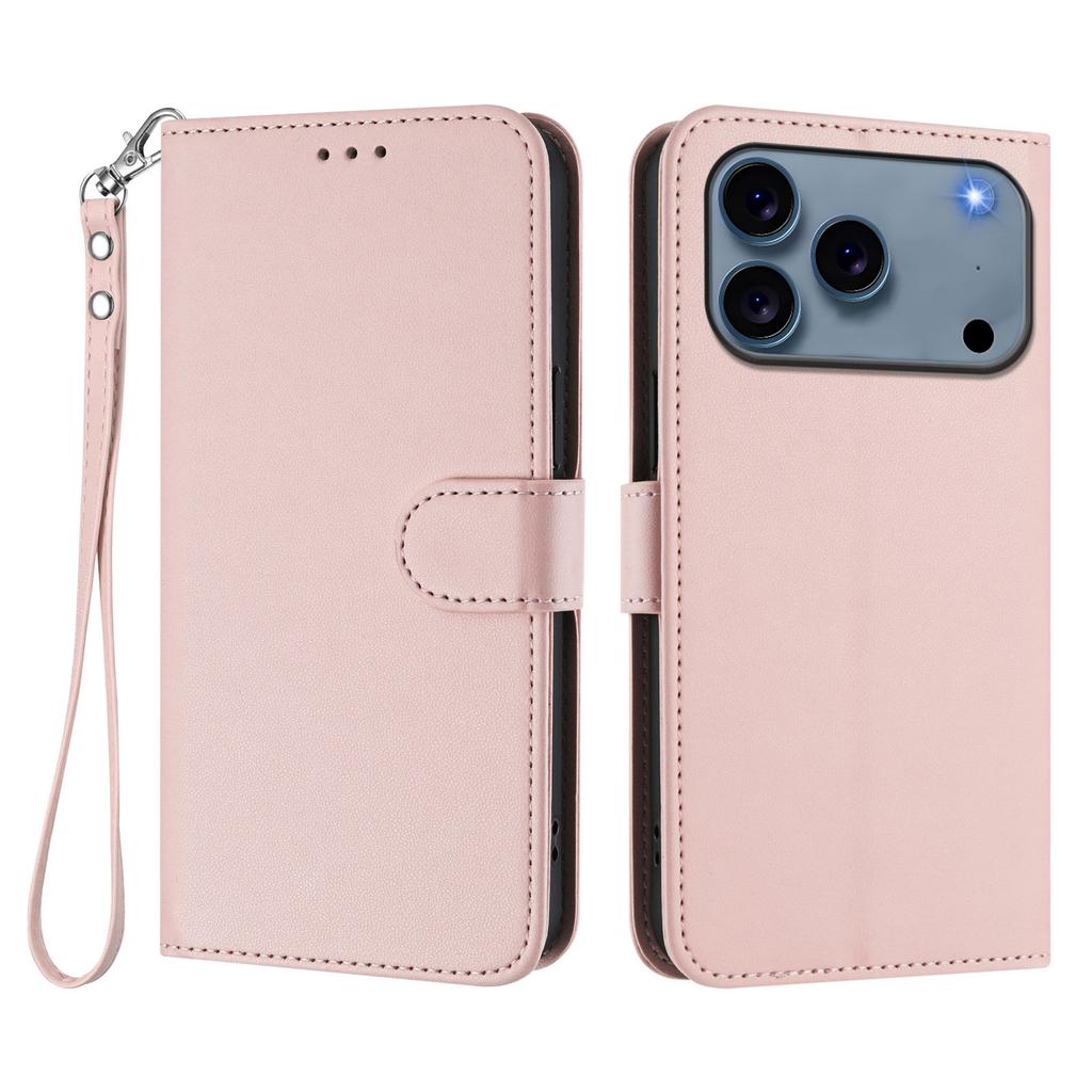 For iPhone 17 Pro Max Leather Case Wallet Stand Phone Cover with Wrist Strap