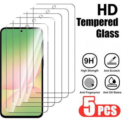5pcs Clear HD Tempered Glass For Samsung Galaxy A54 A55 A56 A53 A52S A17 A16 A26 A15 A14 A34 A33 A32 A71 A73 S25 S24 S23 FE S22 S21 Screen Protector