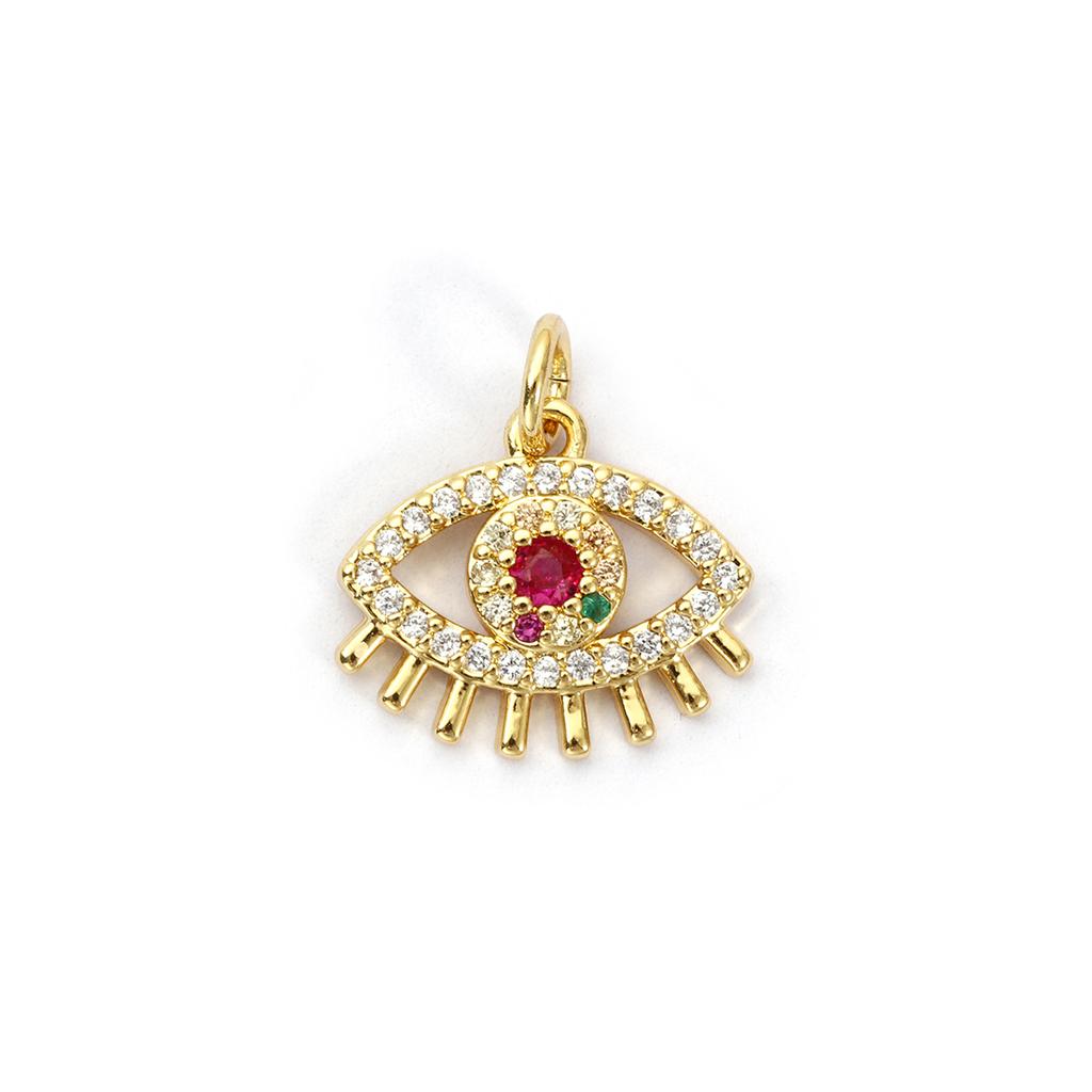 1 Piece Brass & Cubic Zirconia Charms Gold Plated Micro Pave Wings Heart Key Eye Lock Pendant For DIY Necklace Jewelry Making