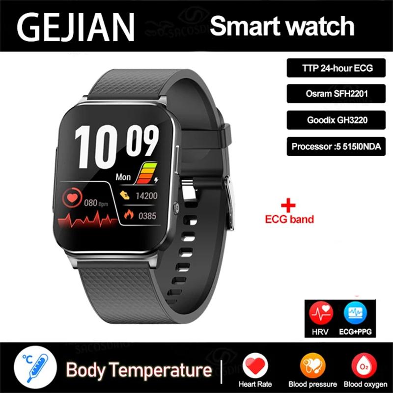 

2025 Health Smart Watch NFC ECG Air Pump Blood Pressure Blood oxygen ECG+PPG Bluetooth Call NFC SmartWatch For Men Women Airbag чорний