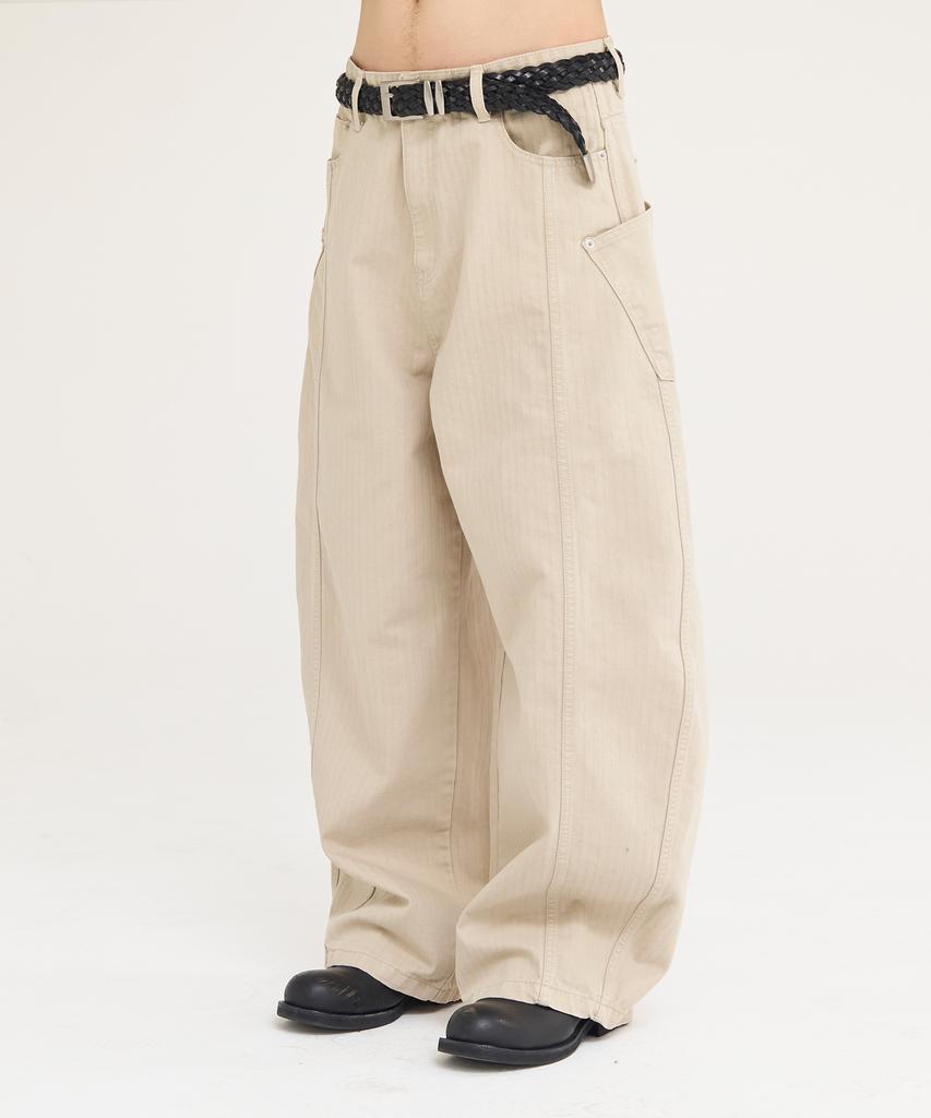 Akesi Crude Double Pocket Curved Pants_Beige