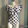 Summer Fashion Bikini Off Shoulder Ruffles Swimwear Sexy Solid One Shoulder Swimsuit
