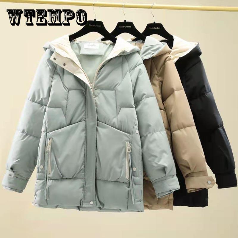 

Жіноча зимова вільна пухова куртка Пальто середньої довжини з капюшоном XXL чорний