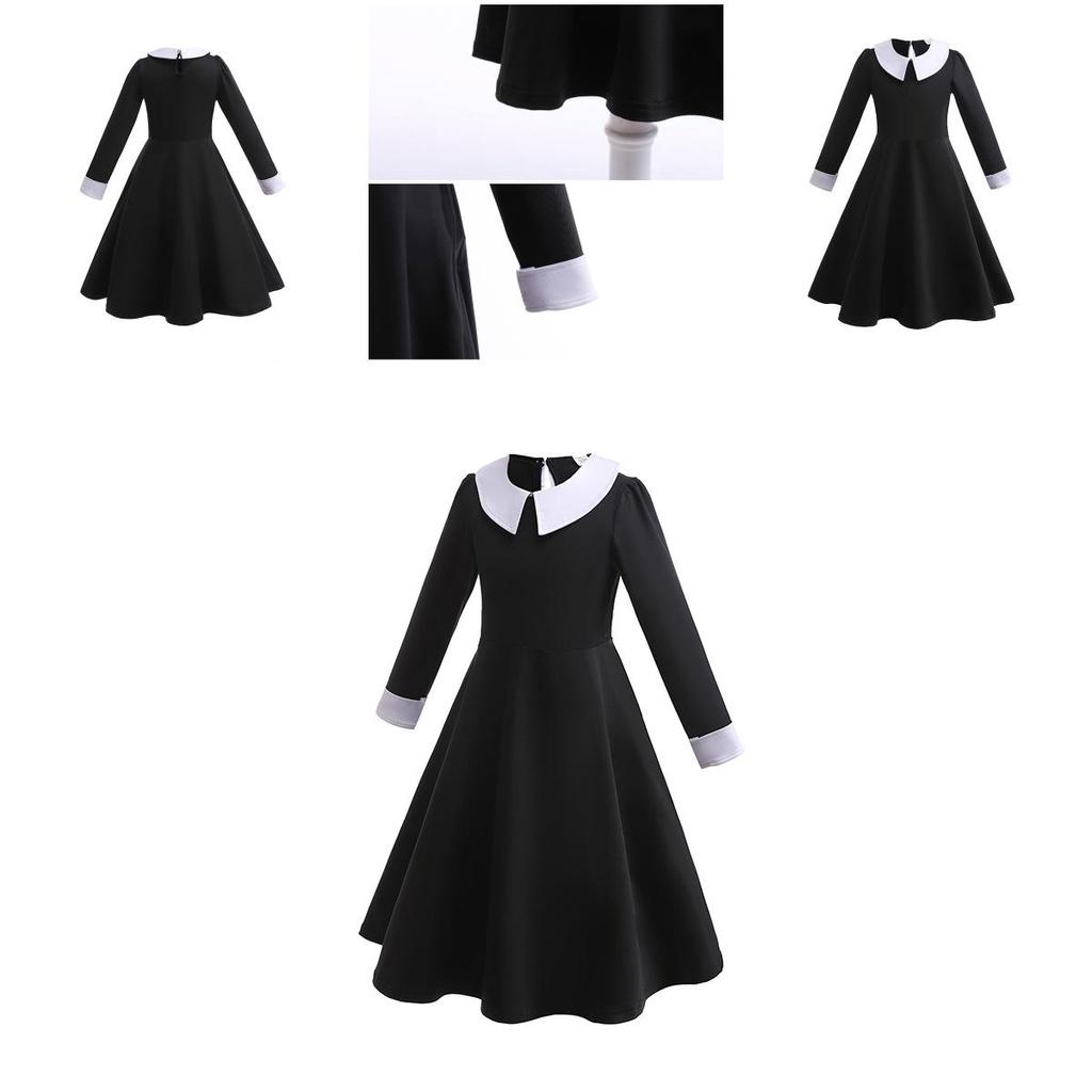 New Kids Long Sleeve Dress Adam's Family Cosplay Princess Style