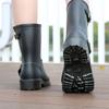 Women's rain shoes women's fashion outer wear locomotive boots upper and lower buckles classic fashion medium tube waterproof and non-slip rain