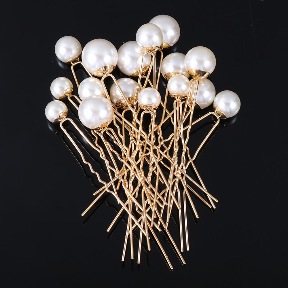 16Pcs/Pack Women Wedding Accessories U Shape Hair Clip Headwear Pearl Hair Stick Pearl Hair Pins
