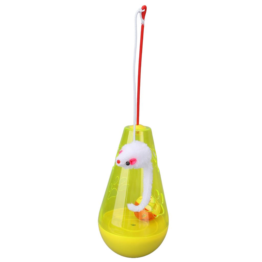 Katze Stehaufmännchen Spielzeug Katze Eingebaute Glockenkugel Interaktives Snack-Spielzeug mit Plüschmaus Katzenstab für Wohnungskatzen Kätzchen Gelb