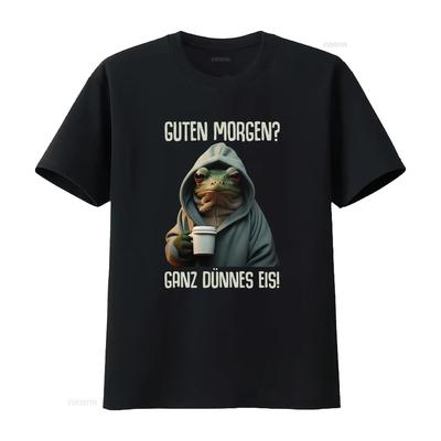 Good Morning Guten Morgen Funny Frog Coffee Quote T Shirt Premium With Look Design Vintage Washed Stretched Casual Homme