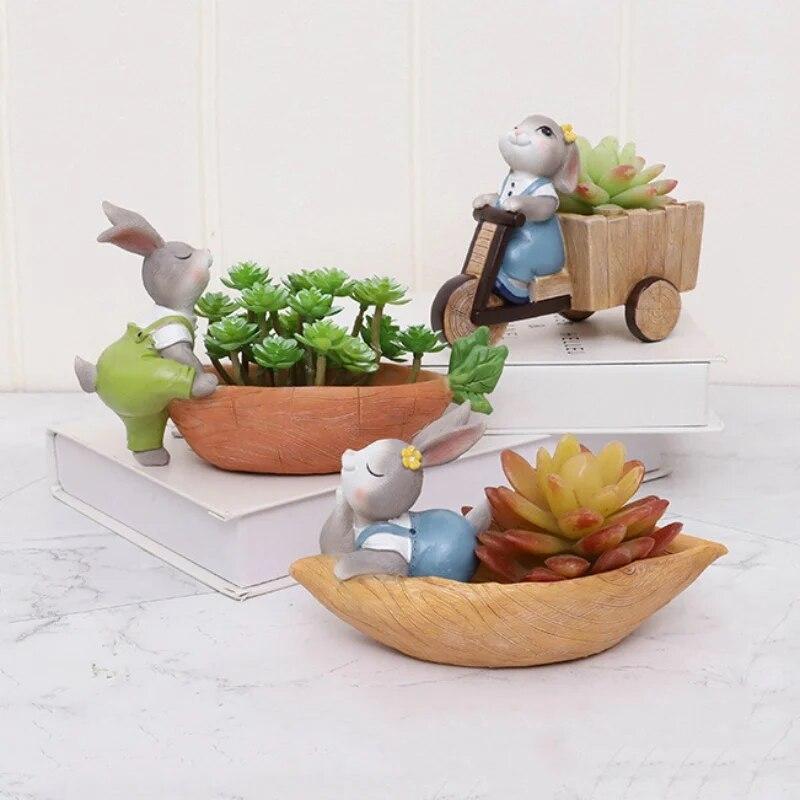 Králičí zahrada Podzimní sklizeň Květináč - Mrtvé listy Sukulentní květináč Květináč Živočišná bonsai Květináč Pryskyřice Řemeslo Sukulentní rostlina