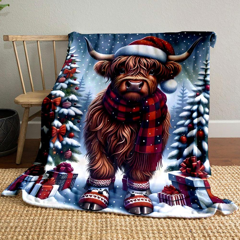 

Christmas Highland Cow Blanket bedroom Blanket for Livingroom Couch lunch break Soft throw for Friend s festival Gift 80cm x 120cm
