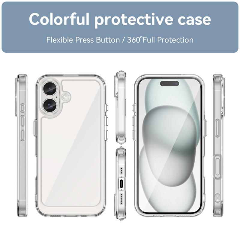 For iPhone 16 Case iPhone 16 Plus Pro Max Cover Luxury Clear PC Shockproof Silicone Protective Phone Back Cover For iPhone 16