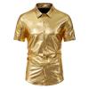 2024 European & American Men's Shiny Disco Short Sleeve Shirt - Youth Hot Stamping, European Size