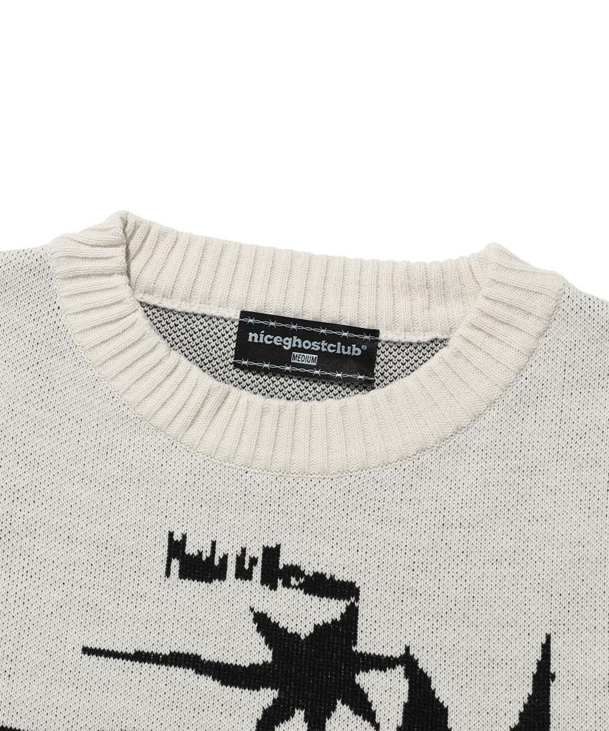 NICEGHOSTCLUB Tornado Logo Knit_Ivory(Ng2Dfuk607A)
