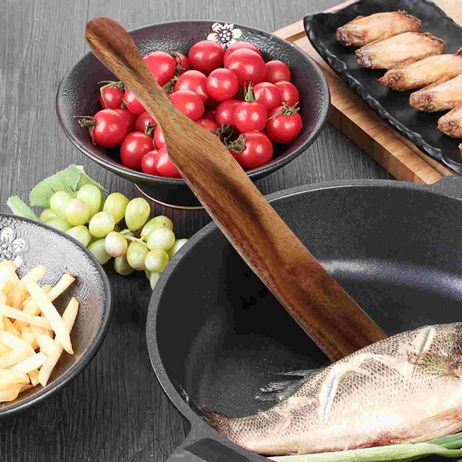 

Premium Natural Wood Long Handle Cooking Spatula Kitchen Turner High Temperature Resistant Utensil For Restaurant Use