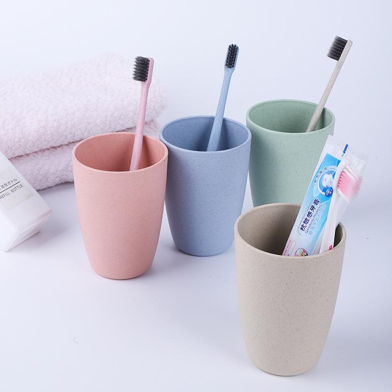 Nordic Style Plastic Tea Cups Eco-Friendly Wheat Straw Cup Coffee Tea Milk Drink Cup Toothbrush Cup for Home Bathroom
