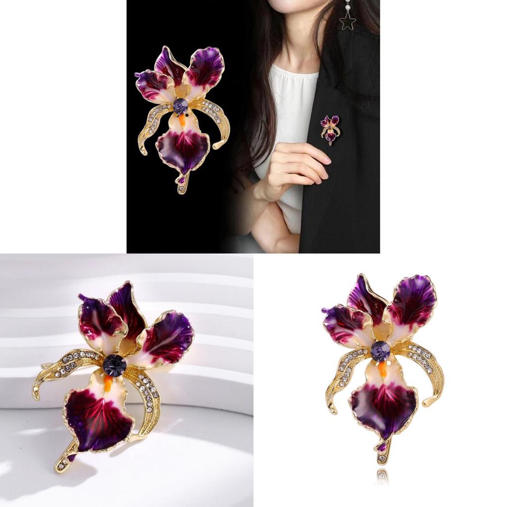Elegant Iris Flower Brooch Pin With Alloy Finish For Women And Men