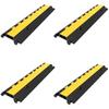 4 Pack Rubber Cable Protector Ramp 2 Channel Heavy Duty 66000lbs Load Capacity Cable Wire Cord Cover Ramp Speed Bump Driveway Hose Cable Ramp