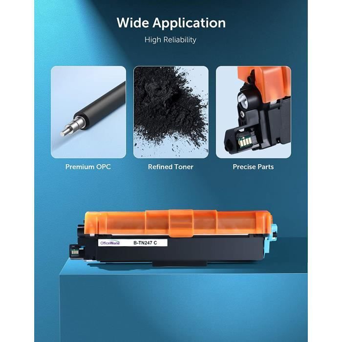 OfficeWorld Compatible Brother TN247 TN243 TN247 TN243 Cartouche de Toner pour Brother MFCL3750CDW MFCL3730CDN MFCL3710CW MFCL3770