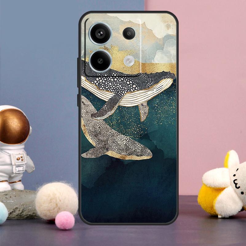 Cartoon Whale Case For Xiaomi Redmi Note 15 Pro Plus 10 11 12 13 14 Pro Redmi 15 15C 14C 10C 12C 13C Cover