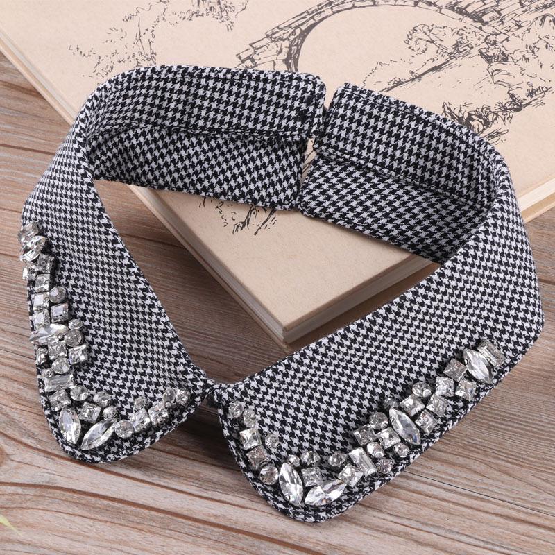 White Fake Collar Women Elegant Diamond Detachable Collars for Women False Shawl Shoulder Wrap Lapel False Collars Woman Tie
