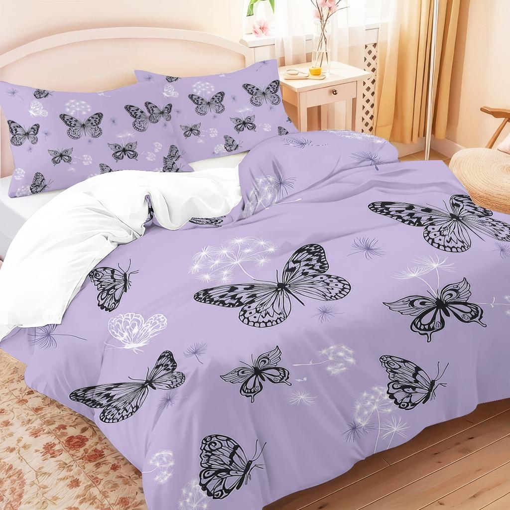 3 beautiful butterfly printed down duvet covers, 1 down duvet cover+2 pillowcases, no core. Soft and comfortable bedding set