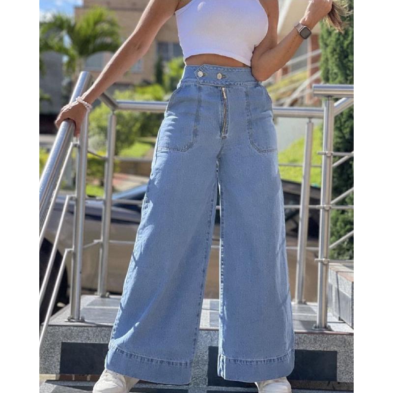 2026 casual long pants, high-waisted wide-leg pants, women's jeans style