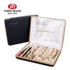 THREE SEVEN DS-637ZG 9-Piece Carbon Steel Manicure Set