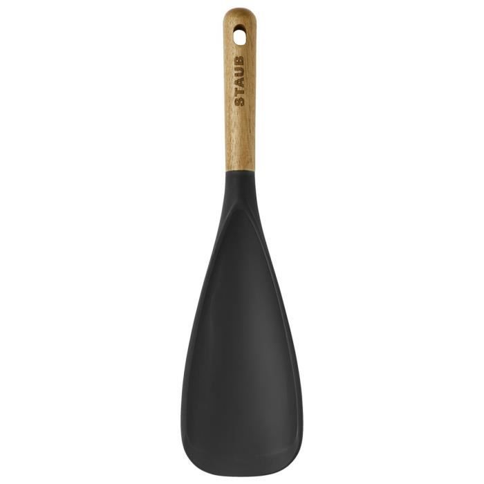 Cuillère Multi-Usages - STAUB - 30 cm - Silicone Noir - Bois d'Acacia - Ustensiles de Cuisine