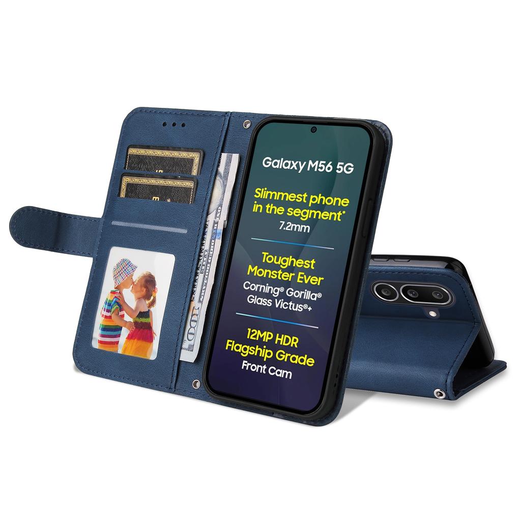 For Samsung Galaxy M56 5G Leather Wallet Cases Skin Touch Phone Cover Stand with Strap