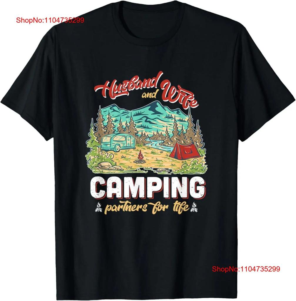 Husband And Wife Camping Partners For Life T Shirt Vintage Versatile Fashion Breathable Stylish Top For Everyday Wear