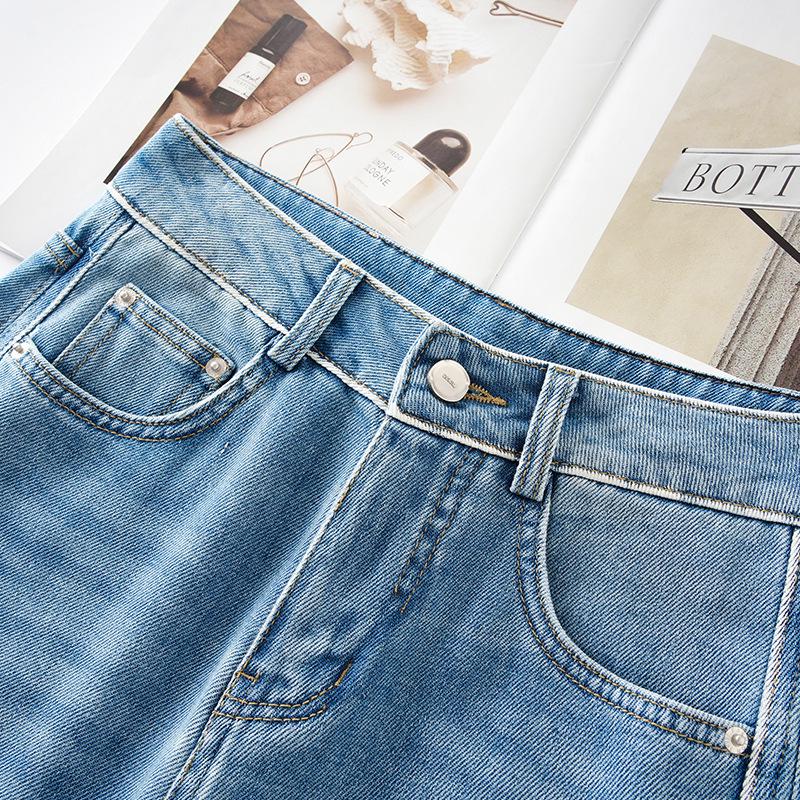 Dámské džíny s vysokým pasem a širokými nohavicemi - Modré, zeštíhlující a všestranný jarní styl 2025