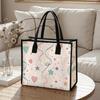 Cute Heart Star Pattern Tote Bag Casual Daily Shoulder Handbag for Women Girls Lightweight Portable Shopping Hand Bag