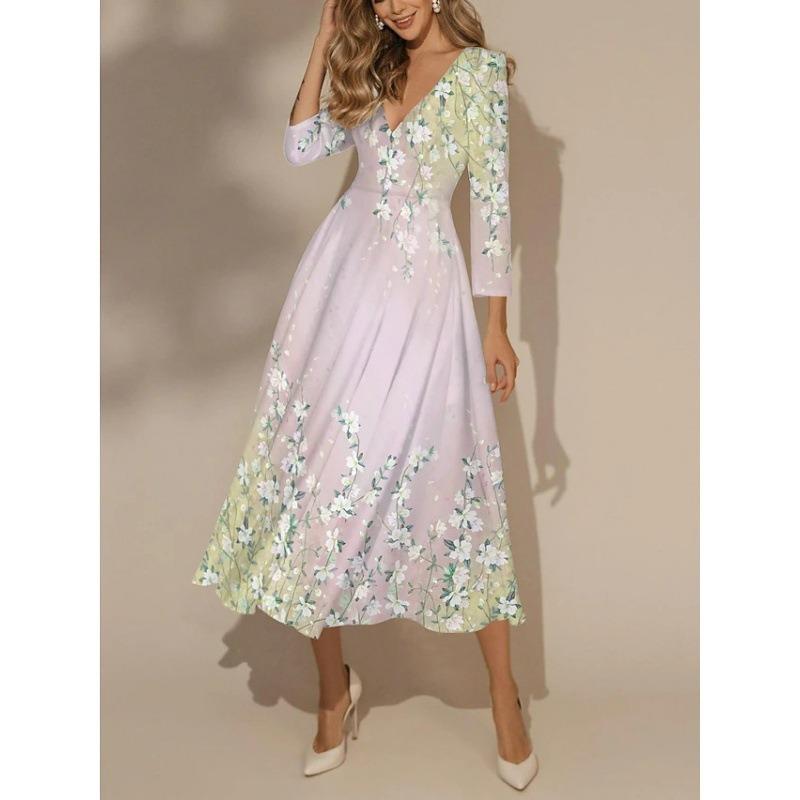 BITCED Fashion Summer Spring 3/4 Sleeves V-Neck Casual Dresses