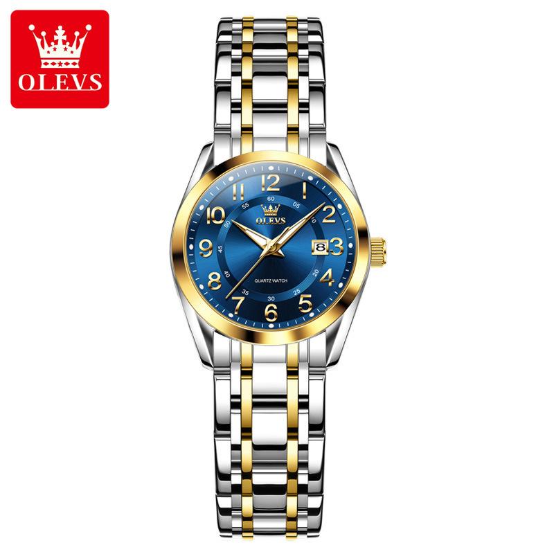 OLEVS Zegarki damskie Wodoodporny Zegarek damski ze stali nierdzewnej Luksusowa świecąca tarcza Kalendarz Oryginalny zegarek kwarcowy