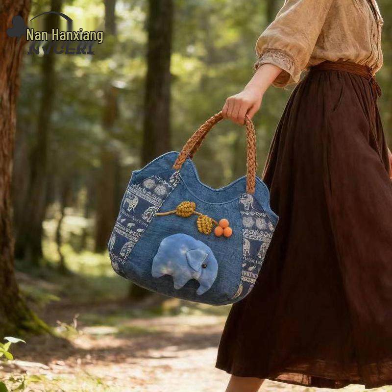 Ethnic Style Women's Lightweight Crossbody Tote - Casual Cloth Handbag
