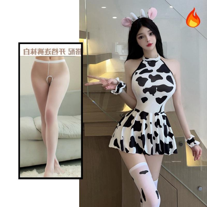 Verspieltes Kuh-Maid Dessous-Set: Verlockendes und Niedliches Rollenspiel-Outfit