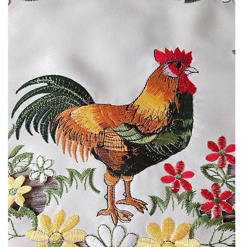 Okrągła Haftowana Podkładka na Stół z Kurczakiem Podkładka Materiałowa Wycinana Podkładka Pod Naczynie Herbaciane Podkładka Izolacyjna Pastoralna Tkanina Haftowana Dekoracja na Przyjęcie