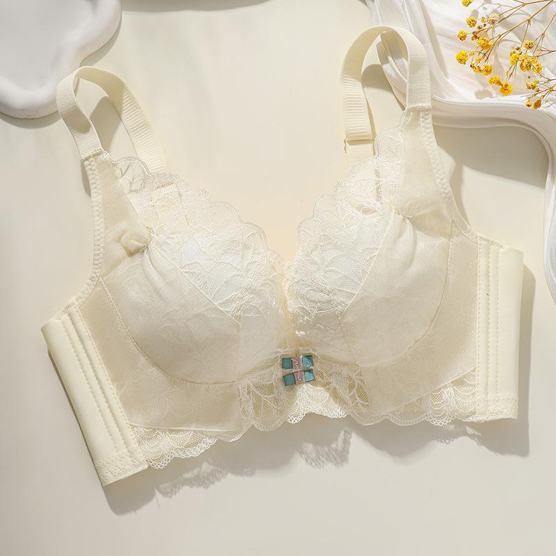 No steel rim, sexy lace underwear, women s small breasts gathered, side-closed breasts, adjusted upper support, non-slip bra, bra. 70AB