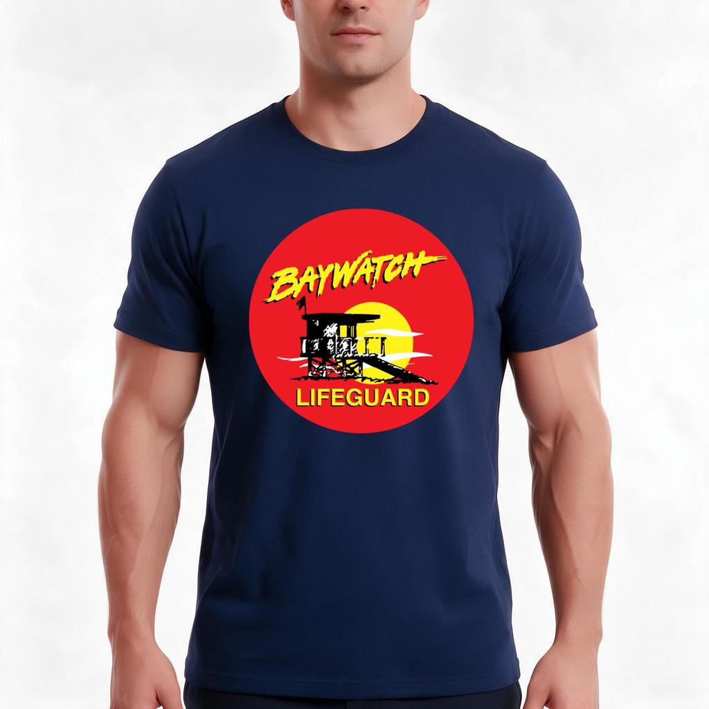 Baywatch Lifeguard T-Shirt Summer Casual Cotton Tee Oversized Streetwear Tops Vintage Graphic Print Loose Fit Short Sleeve