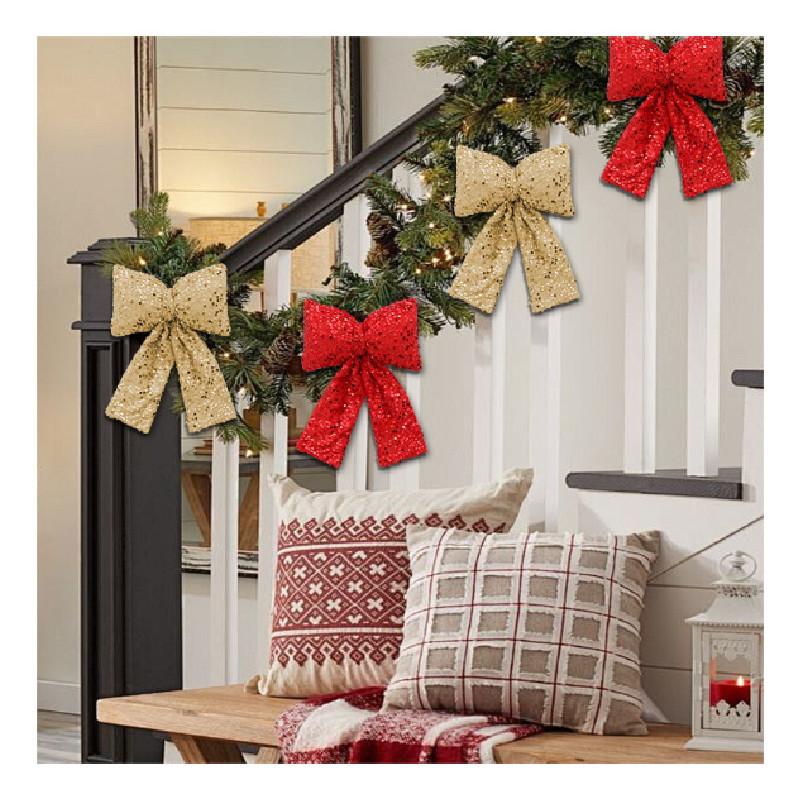 Sequins Bow Christmas Pendants For Scene Setup And Holiday Props Decorations