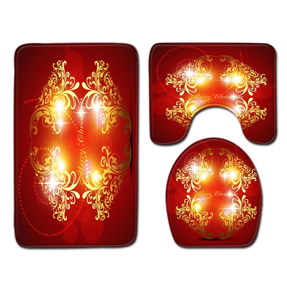 

Рождественский коврик для ванной, туалетный трехпредметный набор 45cmx75cm