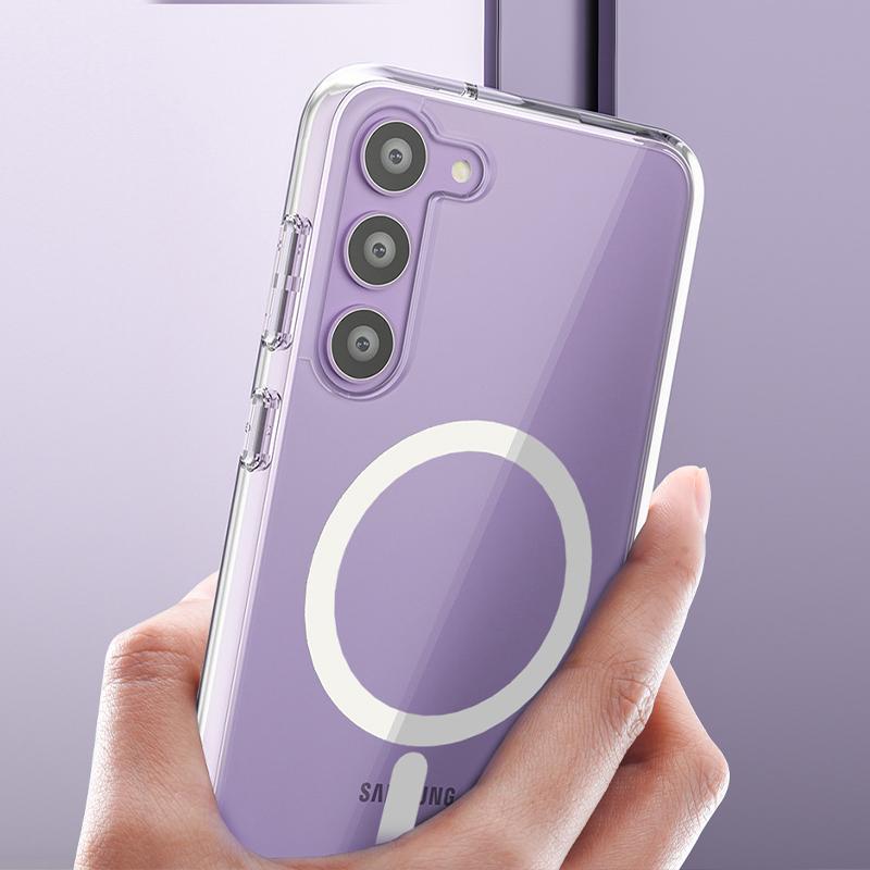 For Samsung Galaxy S23+ Slim Clear Phone Case Hard PC Soft TPU Anti-Drop Magnetic Cover