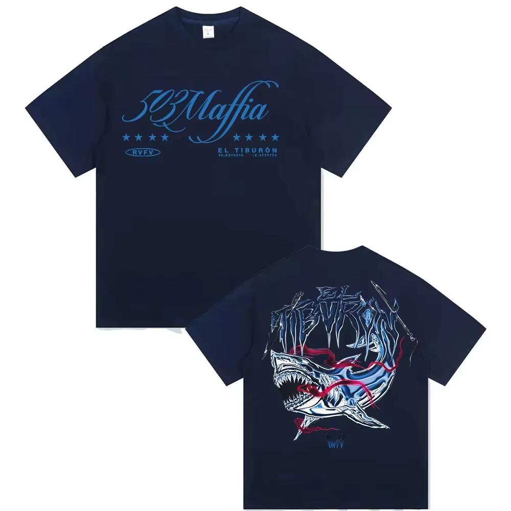 2026 Rap Artist RVFV EL TIBVRON T-shirt for Men and Women, Retro Style, High-Quality Fashion Hip-Hop, Pure Cotton T-shirt