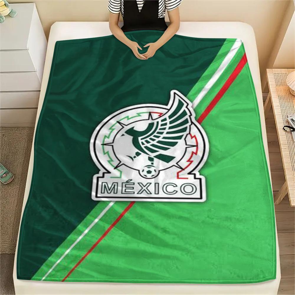 1Pc Mexico National Football Print Flannel Blanket High Quality Warm Comfortable Cover for All Seasons Perfect for Gifts Home Decor